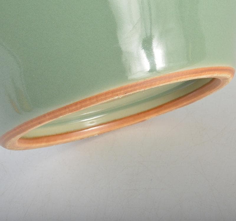 平安　加藤渓山作　天龍寺青磁　花生　花瓶　共箱　V　R4450C