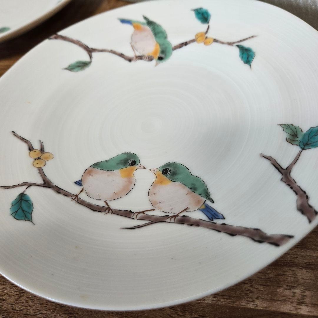 九谷焼 青郊 小鳥絵柄 陶器プレート 5枚セット