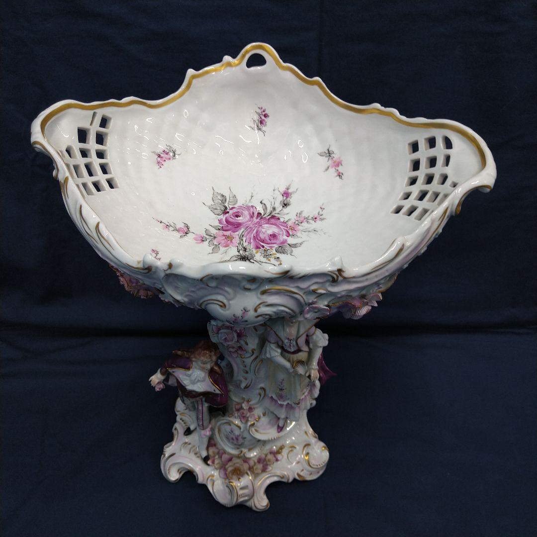 50体限定、ジッツェンドルフ(Sitzendorfer)恋人文透かしコンポート