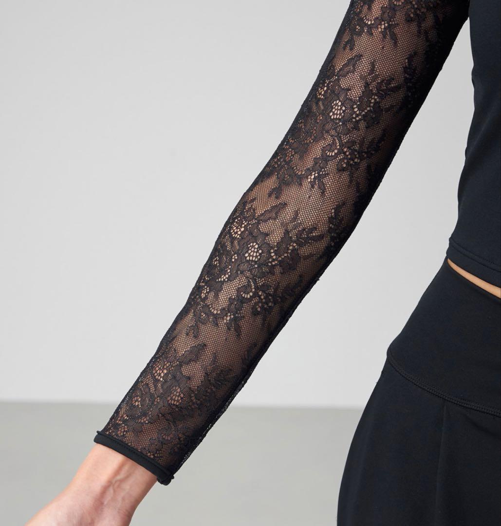 黒　チャコット　新品　レースコンビ　トップス　L バレエ　ヨガ