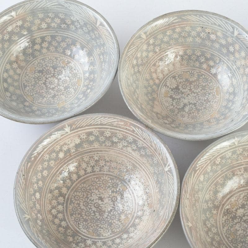 美優 茶道具　金海駕洛窯　三島　数茶碗　五客　共箱　V　9468