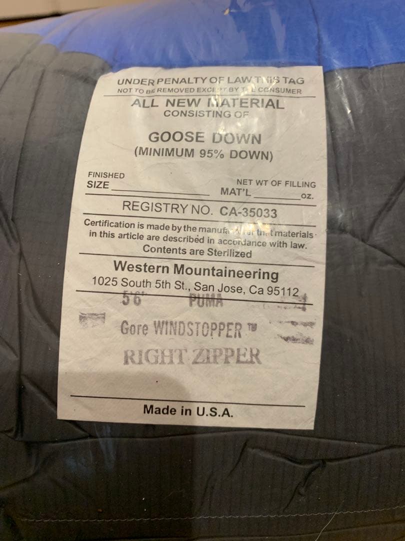 新品未使用WESTERN MOUNTAINEERING Puma Gore WS