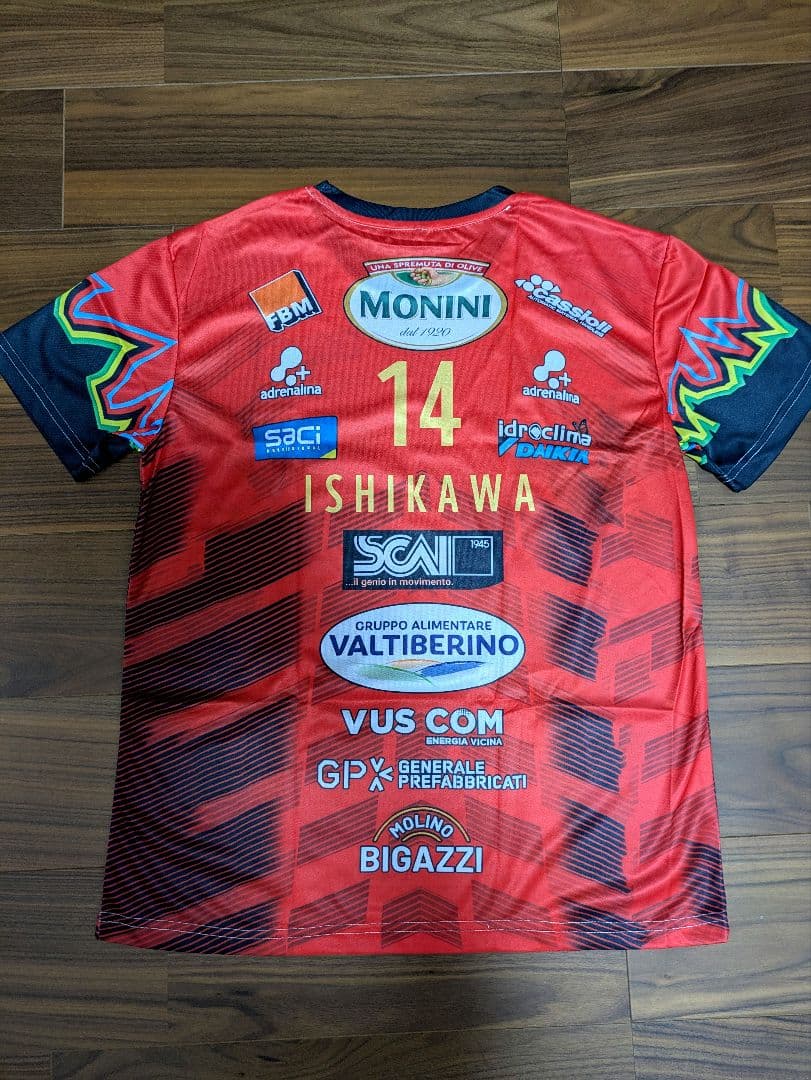 ☆石川祐希 ペルージャ　赤ユニフォーム　ゲーム　シャツ　バレーボール　ジャージ