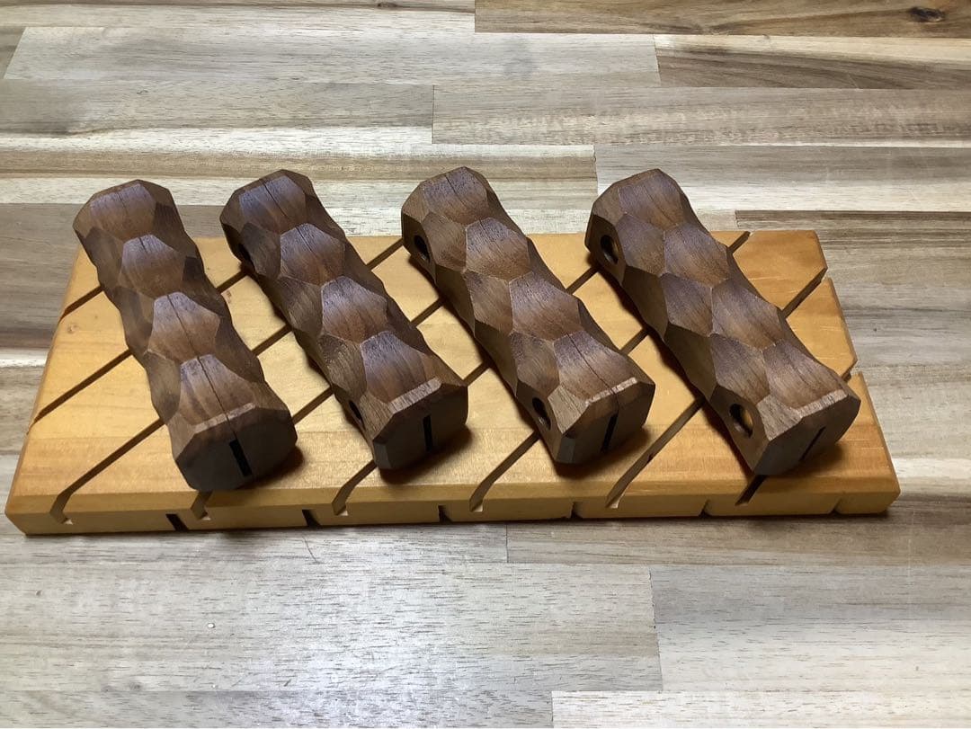 junbo　シェルフコンテナ用名栗加工グリップ　ウォールナット2セット