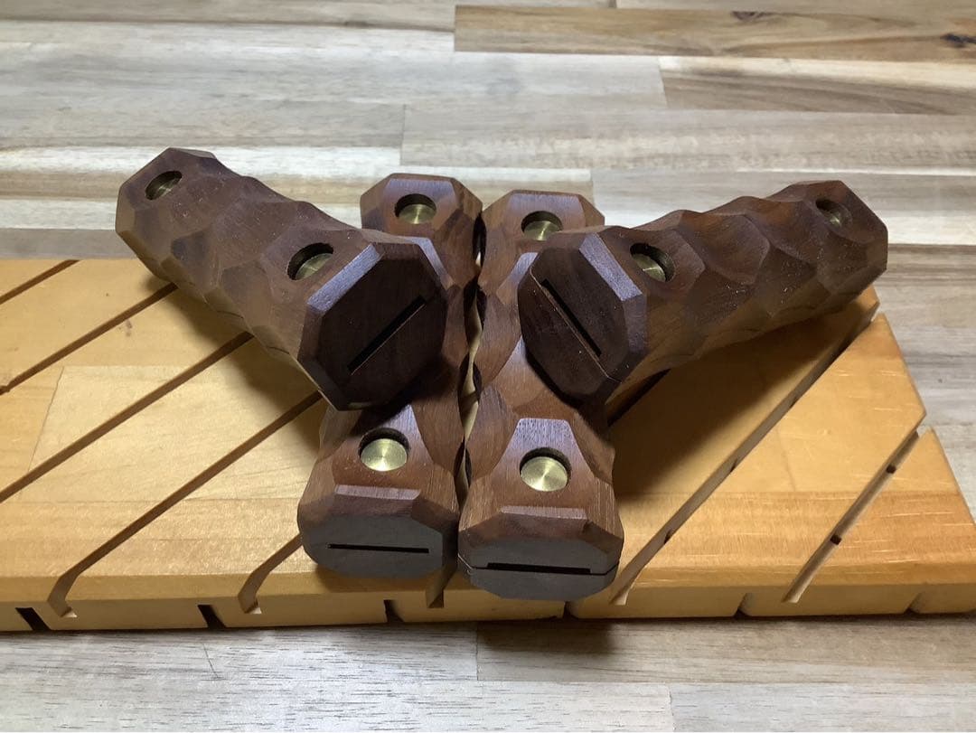 junbo　シェルフコンテナ用名栗加工グリップ　ウォールナット2セット