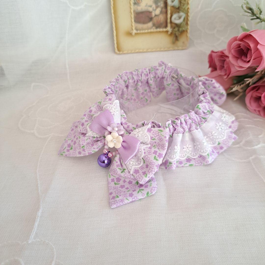 短毛シュシュ(小花柄パープル)わんちゃん猫ちゃん用