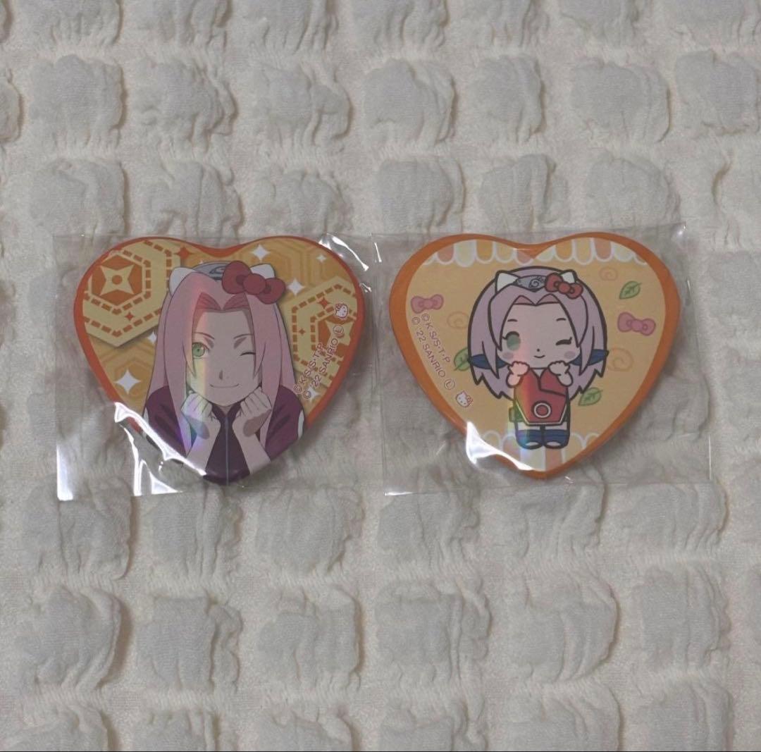 NARUTO サンリオ ぴえろ ハート缶バッジ サクラ