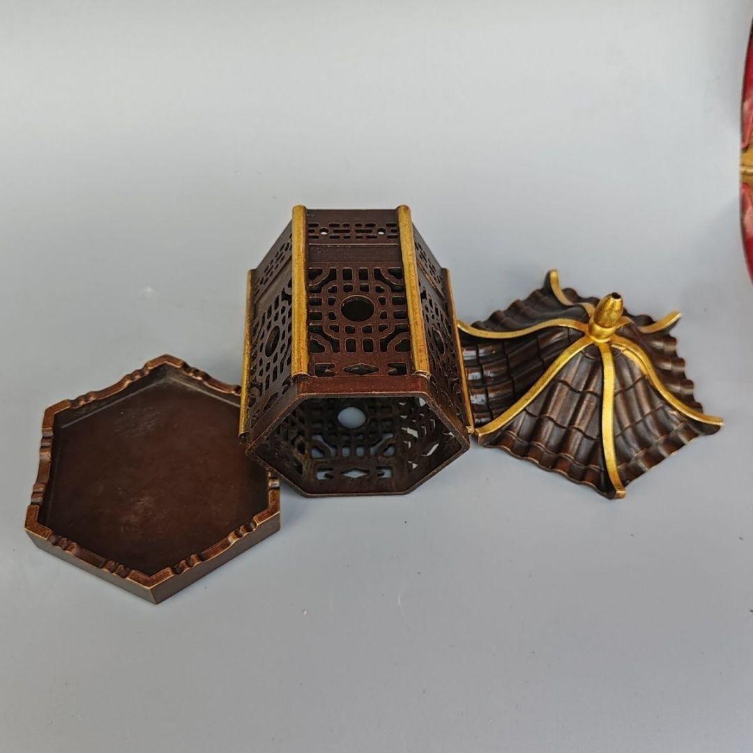 銅器 亭子薫香炉 茶道具 香道具 蓋置 置物 工芸品 美術品 置物