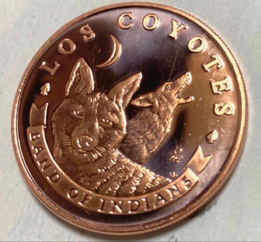 【４枚おまとめ】ネイティブ アメリカン コヨーテ&ヤマネコ 銅貨 純銅.999