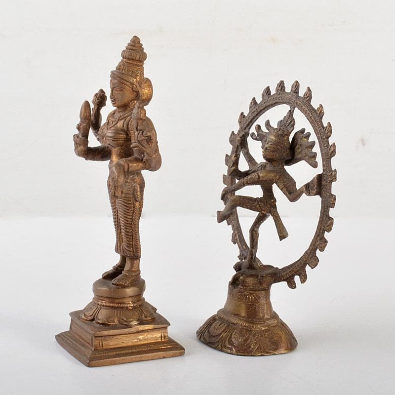 仏教美術　古銅鍍金　チベット仏　ヴィシュヌ　ナタラージャ　2点　C　6430