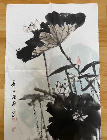 水墨画 蓮の花