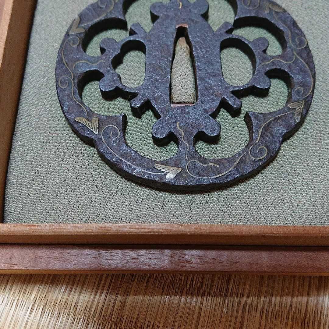 【保存刀装具】平安城蕨手透唐草象嵌鐔