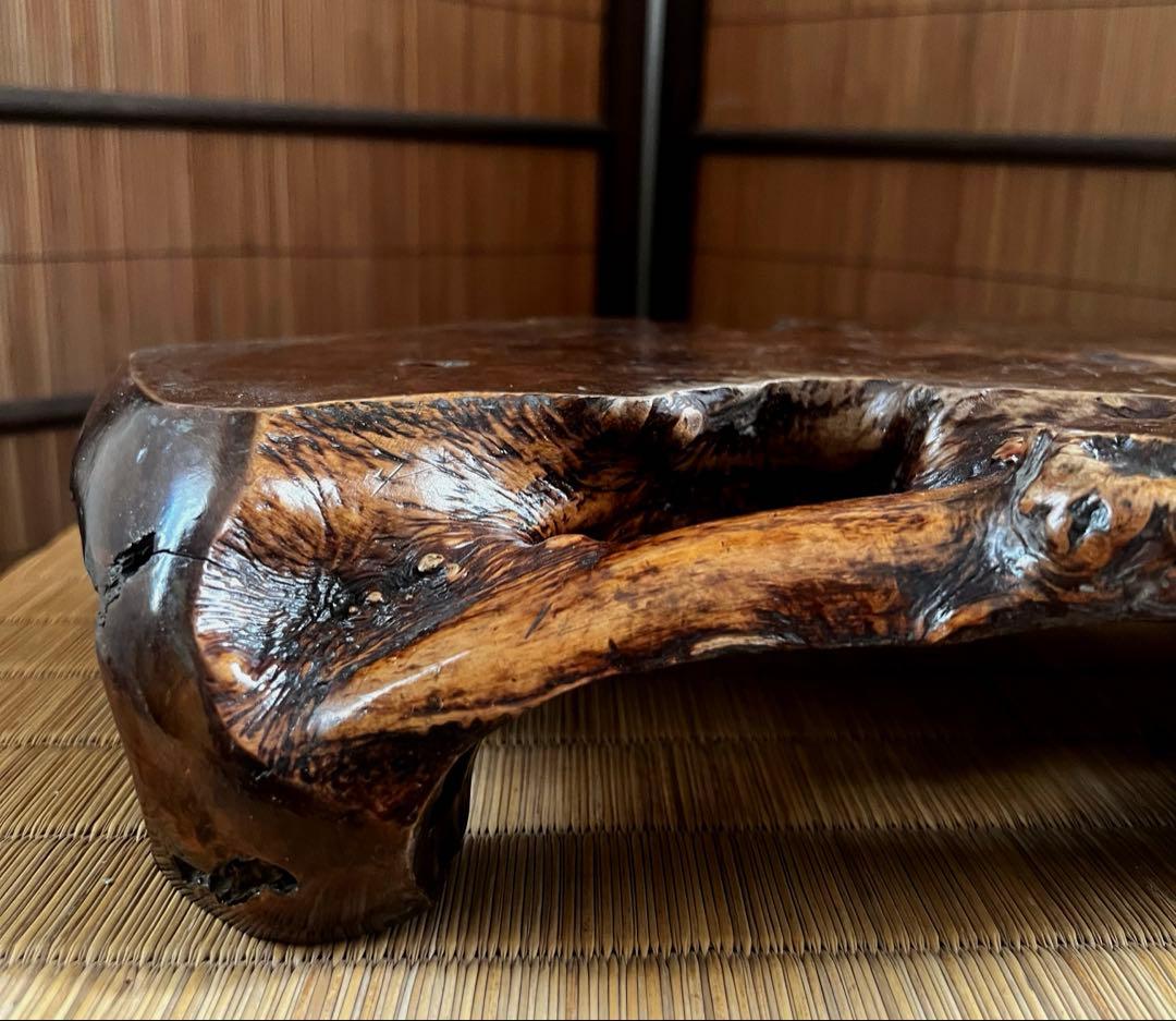 古木 刳抜彫り 花台 香台 盆栽台