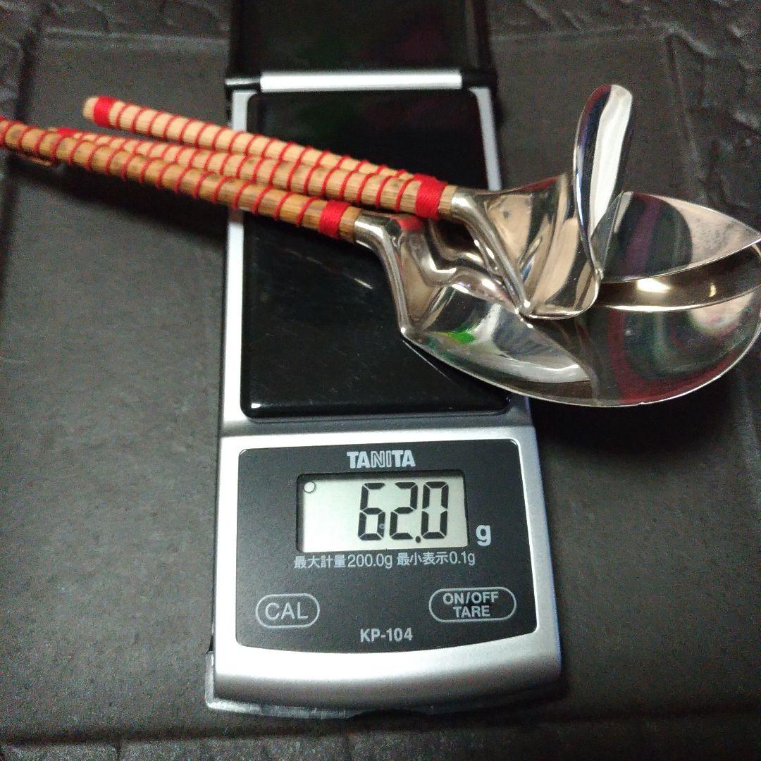 南鐐三本組灰匙。清五郎。銀製。茶道具。伝統工芸品。シルバー製。中古。