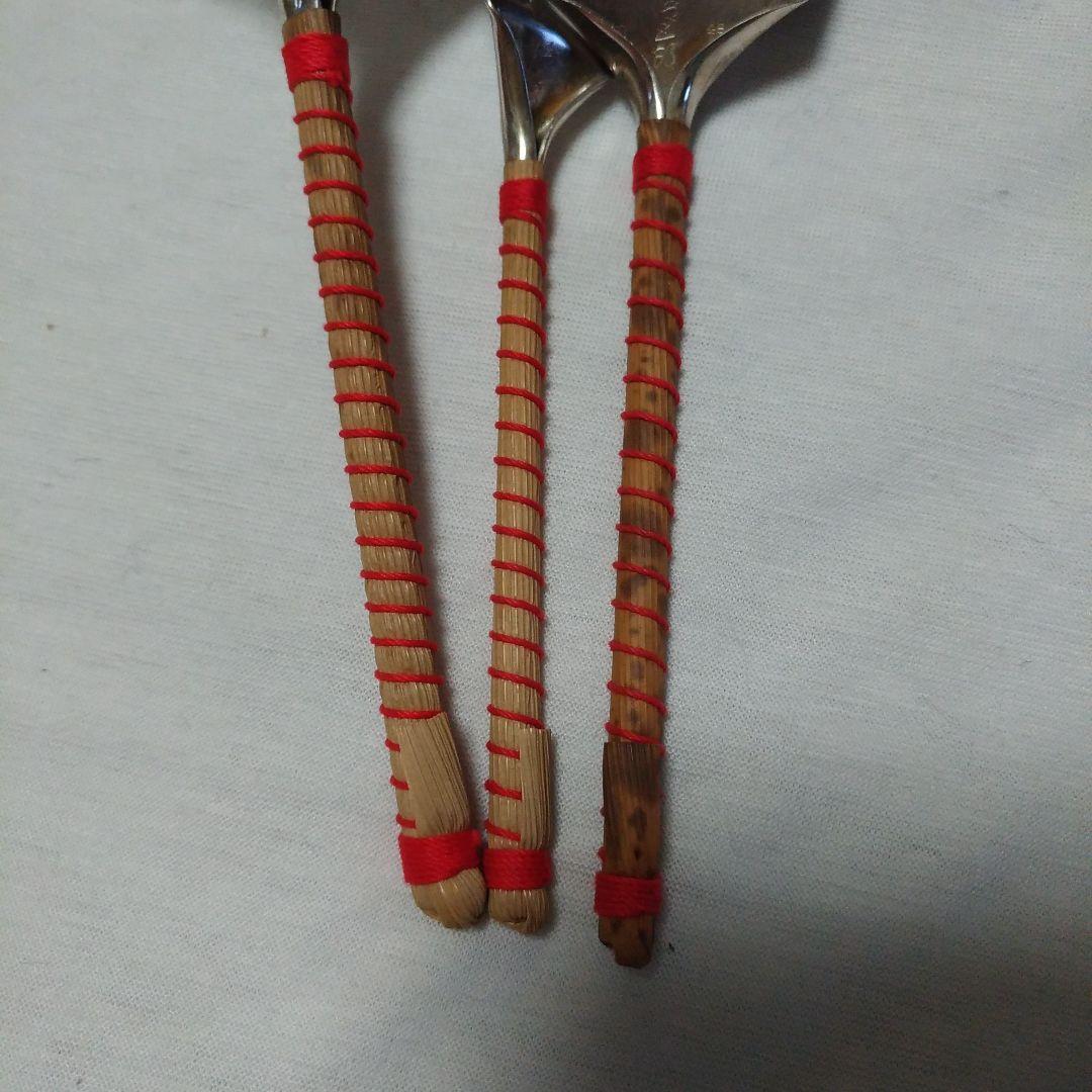 南鐐三本組灰匙。清五郎。銀製。茶道具。伝統工芸品。シルバー製。中古。