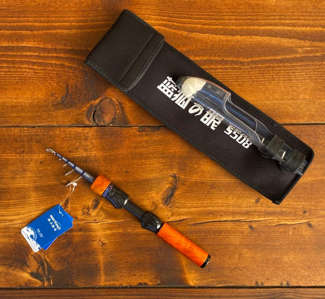 超軽量　カーボンロッ5ft トラウトロッド　スピニングロッド　ウッドグリップ