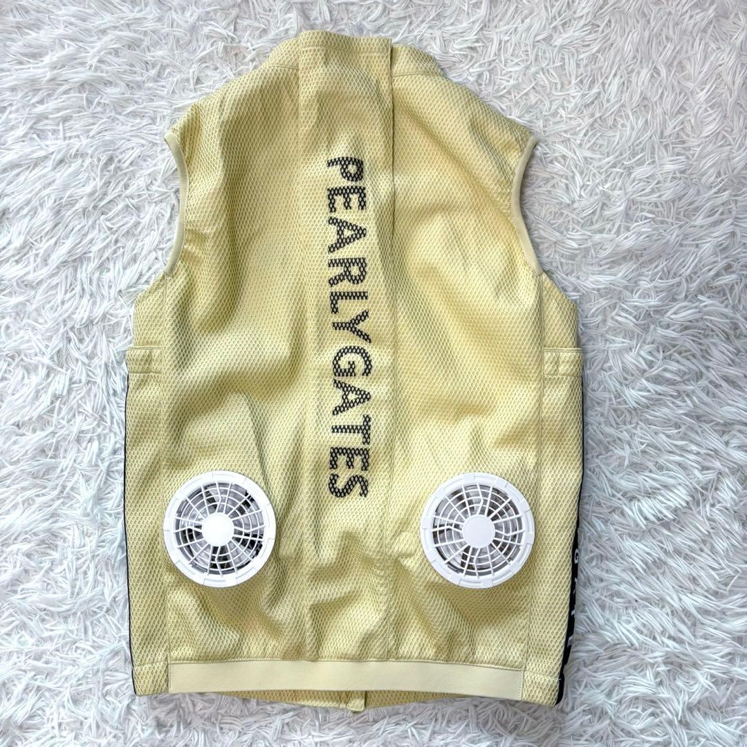 最新 パーリーゲイツ 空調服 ファン ベスト メッシュ 黄色 ジップアップ