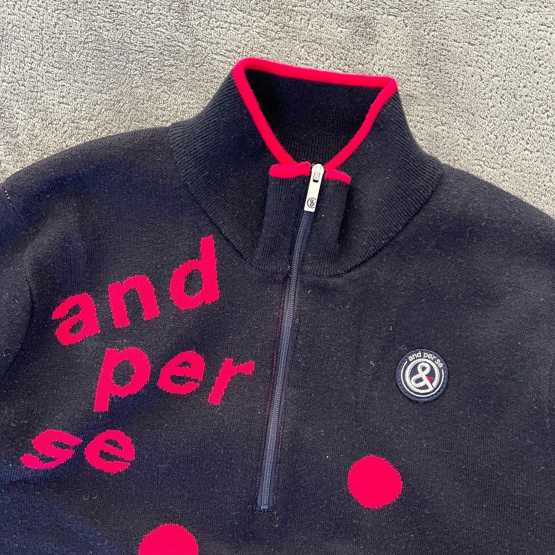 and per se アンパスィ　裏地付き　ブルゾン　ニット　レディース　ゴルフ