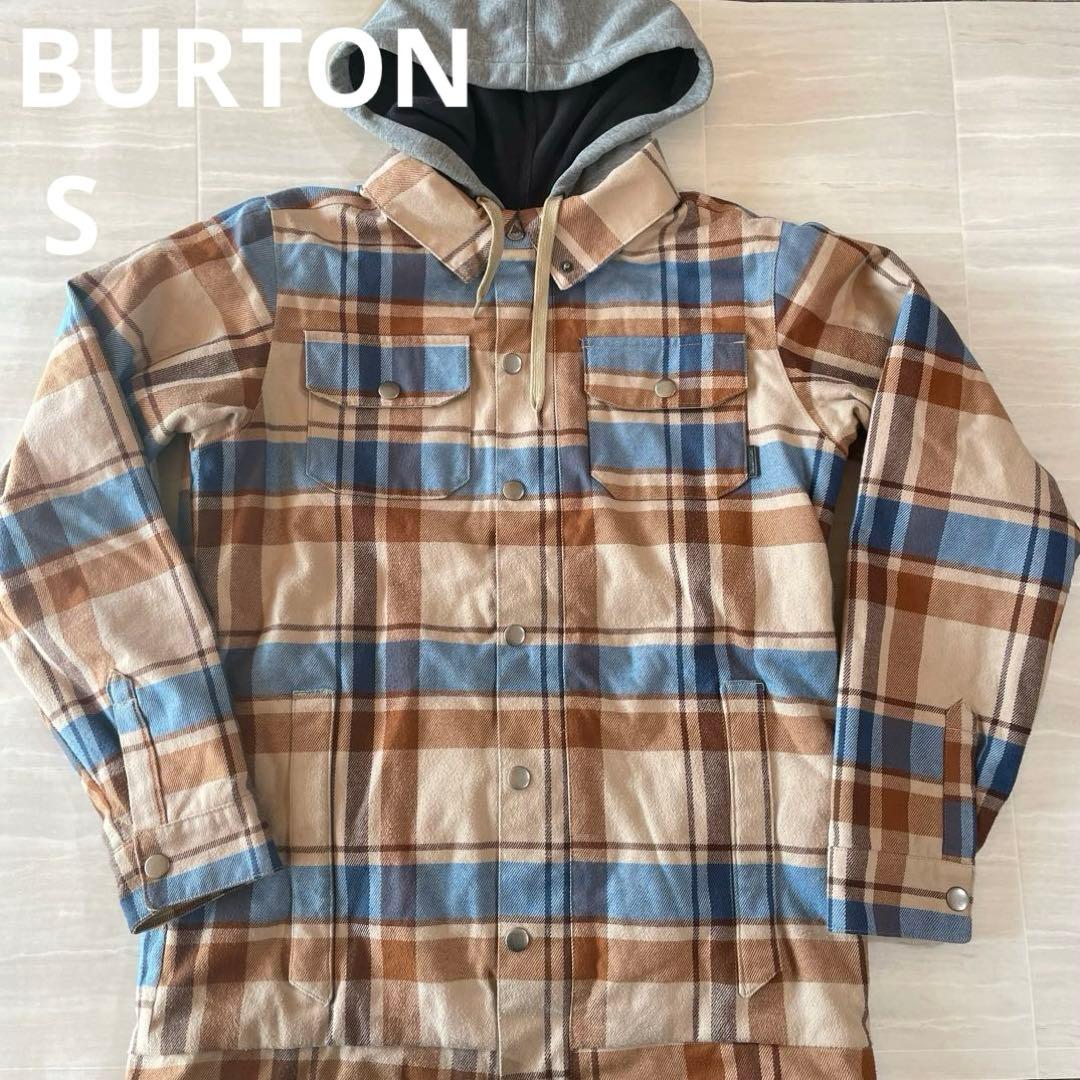 BURTON スノーボードウェア S チェック パーカー 重ね着風