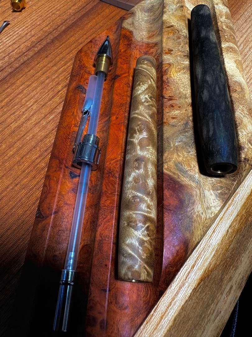 あ*き様 526超極上　マーブルウッド　瘤杢　木軸シャーペン　ボールペン