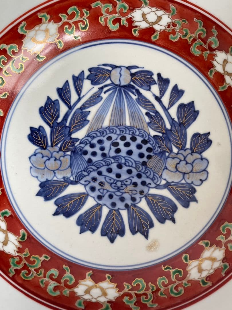 ②古伊万里　金彩赤絵大鉢27cm　木箱付　アンティーク/特大鉢/菓子鉢/深鉢