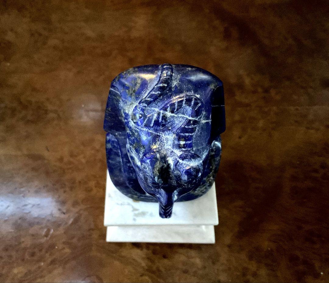 天然石ラピスラズリ　ツタンカーメン　胸像　台座　大理石　ラピスラズリ300g