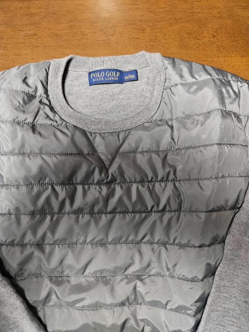 送料無料/超美品　POLO GOLF フロントキルティンググレー セーター（L)