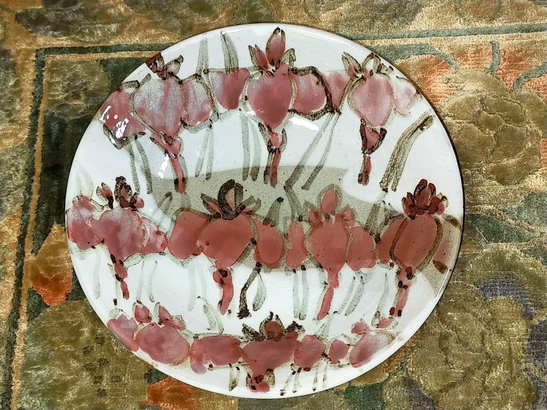 ♥大幅値下げ♥未使用♥　神谷紀雄　♥鉄絵銅彩♥　あやめ文　鉢　共箱付き