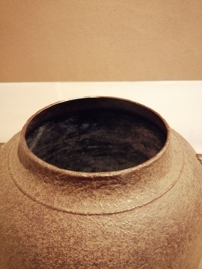 【茶事具】釜師政光、風炉師雄芳造　唐銅朝鮮風炉釜　茶釜　釜387