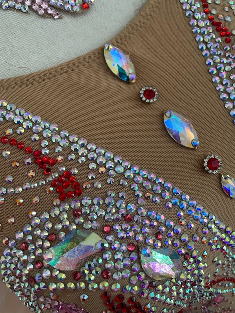 社交ダンス⭐️スタンダードドレス　オーダードレス　ベージュ＆オレンジ