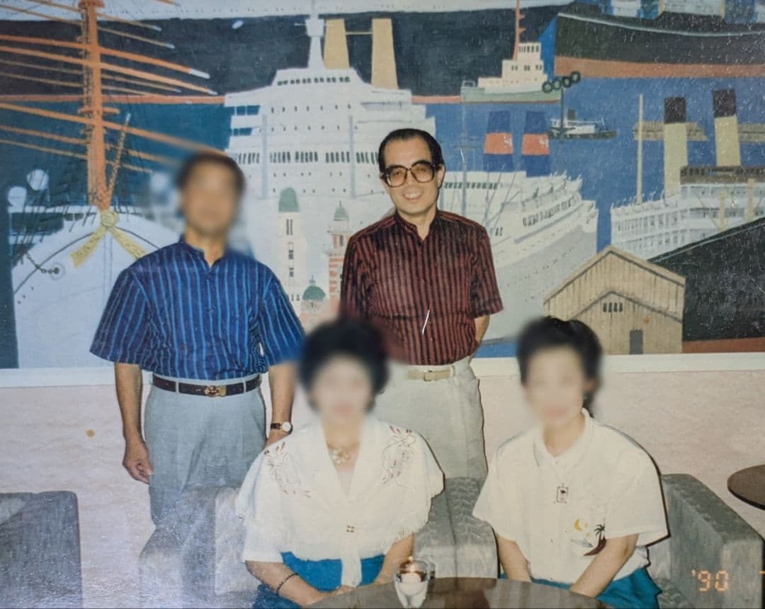 柳原良平先生 直筆イラスト サイン入色紙 客船クイーンエリザベス（1989年）