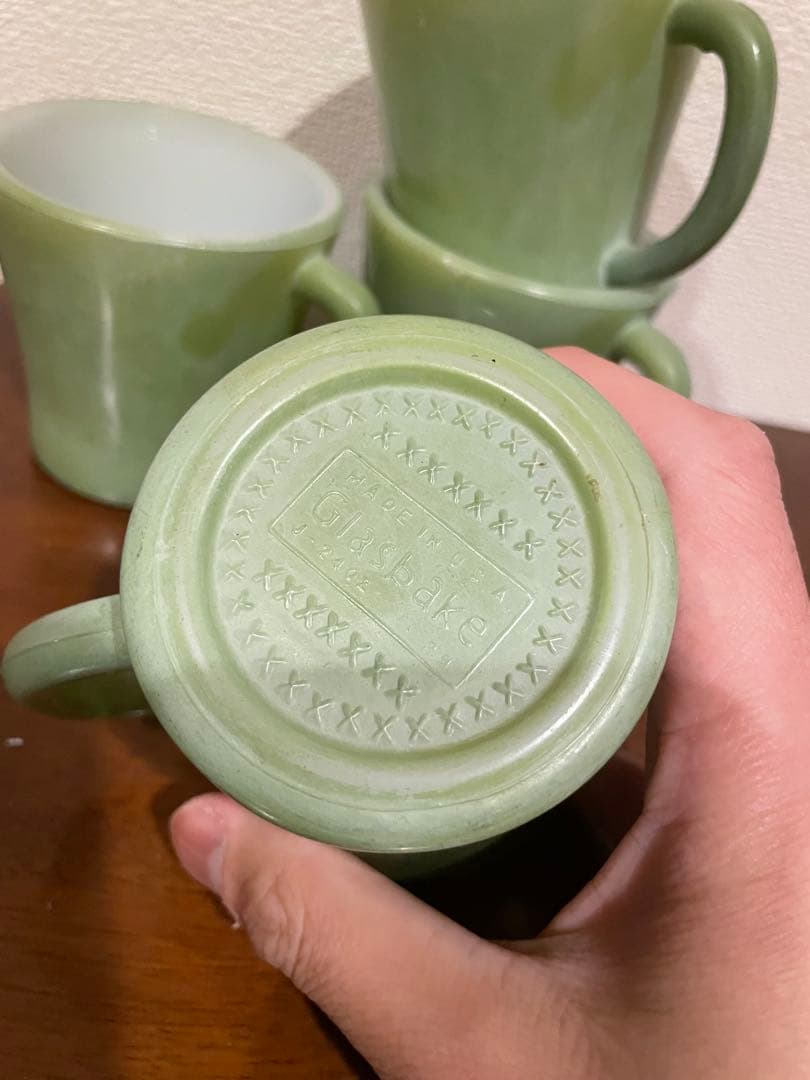 Glasbake　グラスベイク　Dハンドルミルクガラスマグ