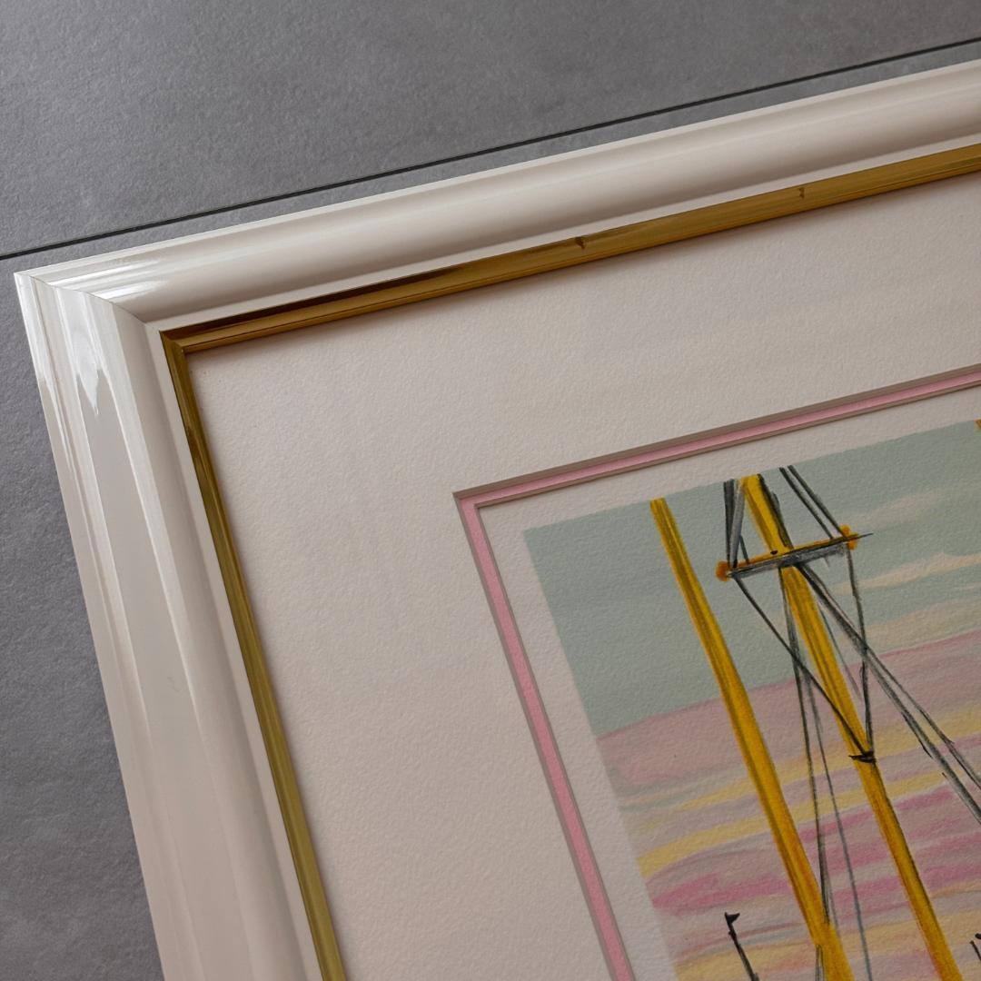 ミッシェル・アンリ『カンヌのハーバー』直筆サイン・リトグラフ／額装輸送箱付き