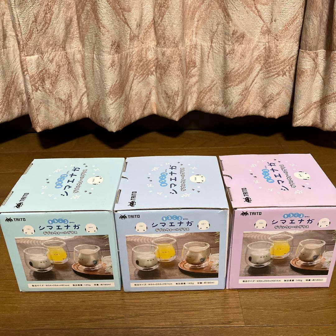タイトー限定 まるころシマエナガ ダブルウォールグラス 3種 のーまる うぃん…