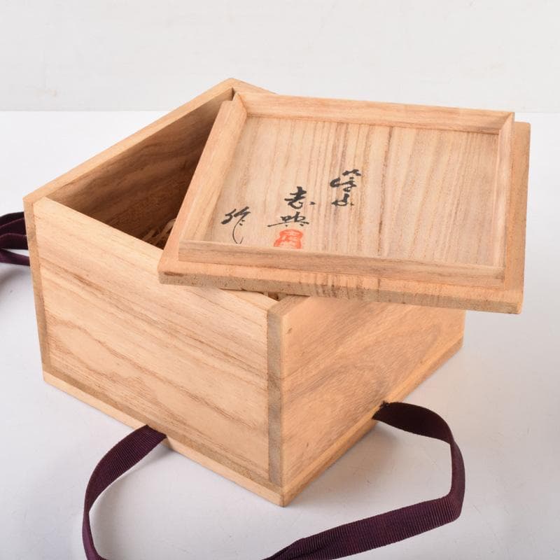 茶道具　箕面焼　松田志典作　辰砂　茶碗　共箱　C　7201