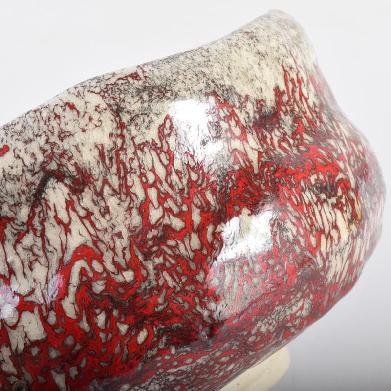 茶道具　箕面焼　松田志典作　辰砂　茶碗　共箱　C　7201