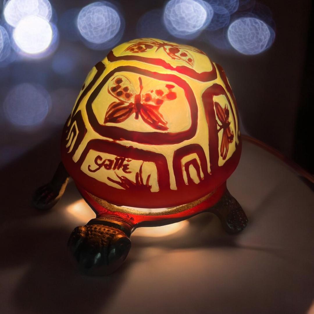 ◆証明書付◆Emile Galleエミールガレ　亀　卓上ランプ　カメオ彫り