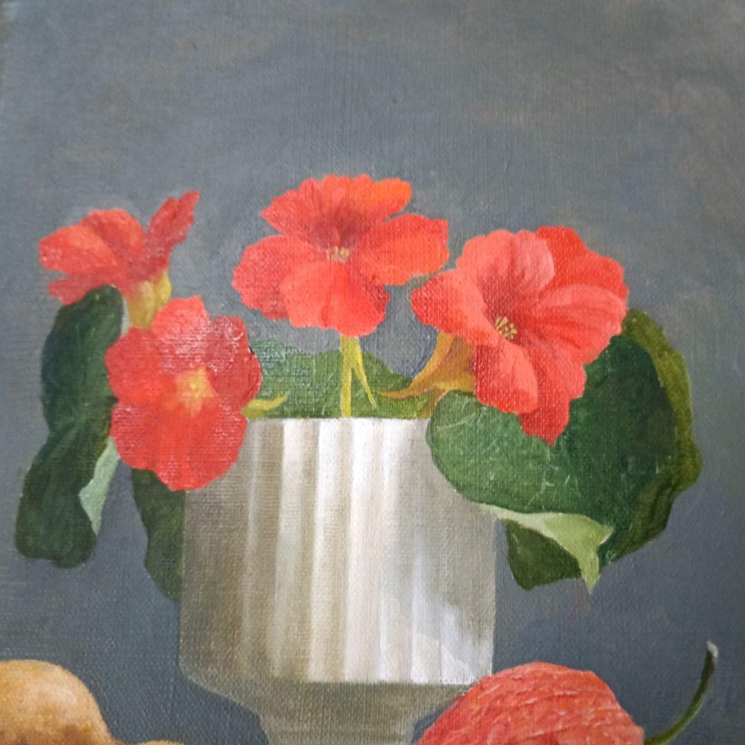 4145）岩戸敏彦　油絵　サイズF3　「１９７８秋　ナスターチューウム　」