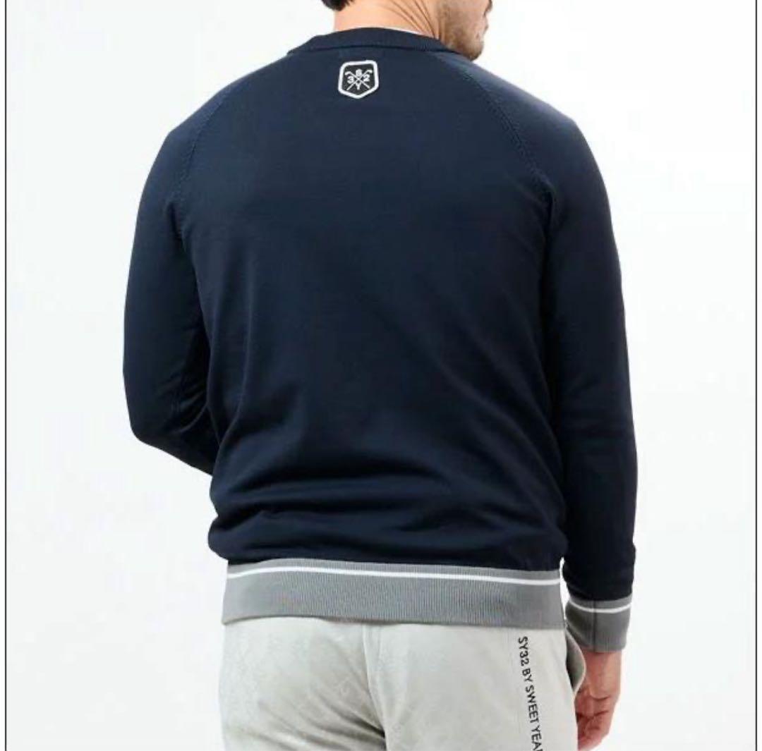 ロゴ　クルーネック　セーター　ニット　メンズ　XL ネイビー　新品タグ付き　秋冬