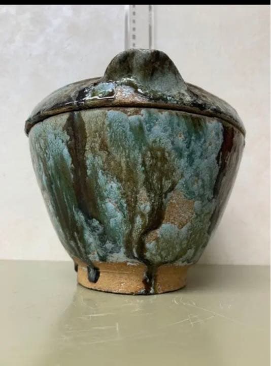 中国漢緑釉鹤文陶器　骨董　発掘品　古美術コレクション唐物　アンティーク江戸青磁