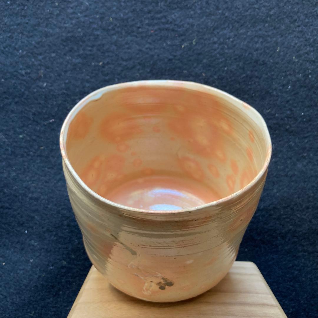 古曽部焼「御本立鶴茶碗」　押印　合わせ箱　高9.5×径10￼