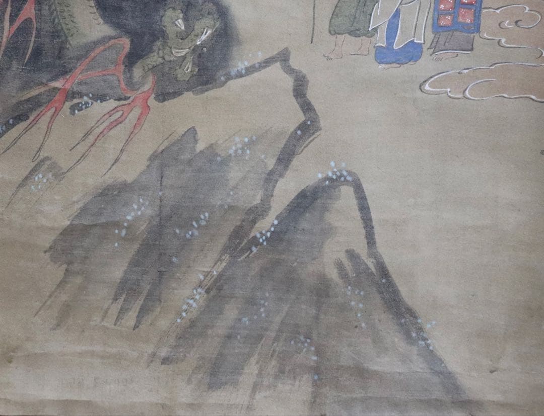 中国　古仏画　ニ河白尊之圖　絹本肉筆　掛軸　送料込み250716