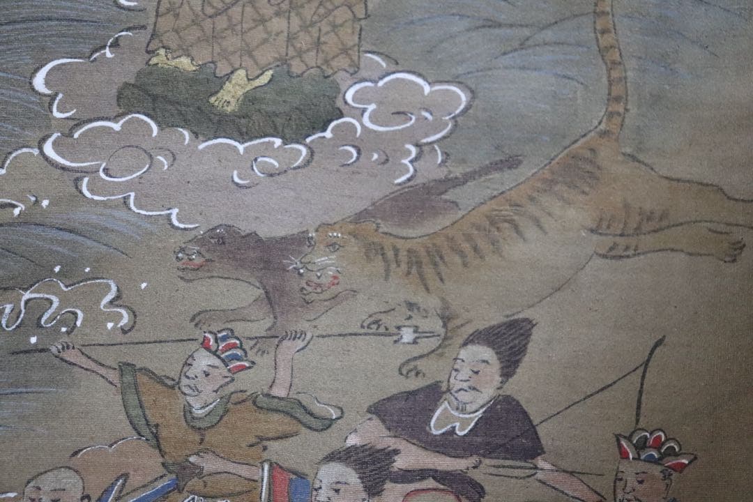 中国　古仏画　ニ河白尊之圖　絹本肉筆　掛軸　送料込み250716