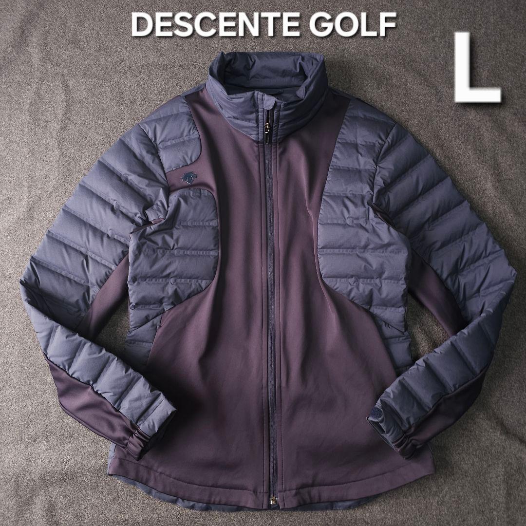 デサントゴルフ ダウンジャケット L ネイビー ジップ フェザー 切替え