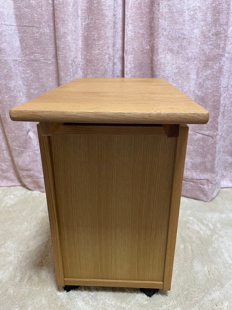 美品　飛騨産業　デスクワゴン　デスクサイドワゴン木製 脇机 可動式テーブル