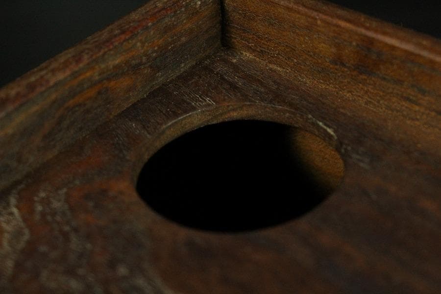 遠州流 桑 七宝透かし 黒柿 茶箱 美品 綺麗寂 時代仕服付(K-A344)