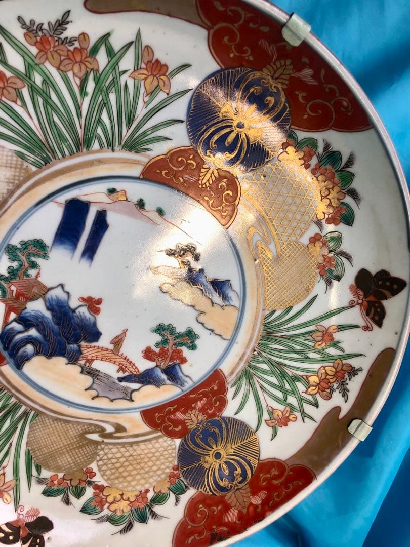 期間限定☆九谷焼★金彩色絵☆飾り皿★富貴長春★花蝶松吉祥★32cm大皿