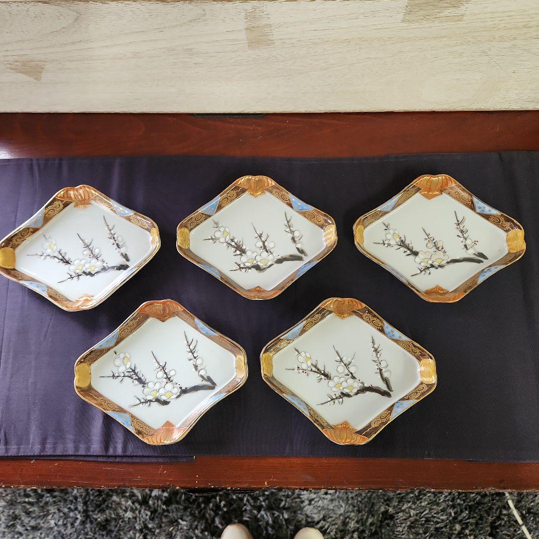 九谷焼　菱形皿　(梅)　大正時代
