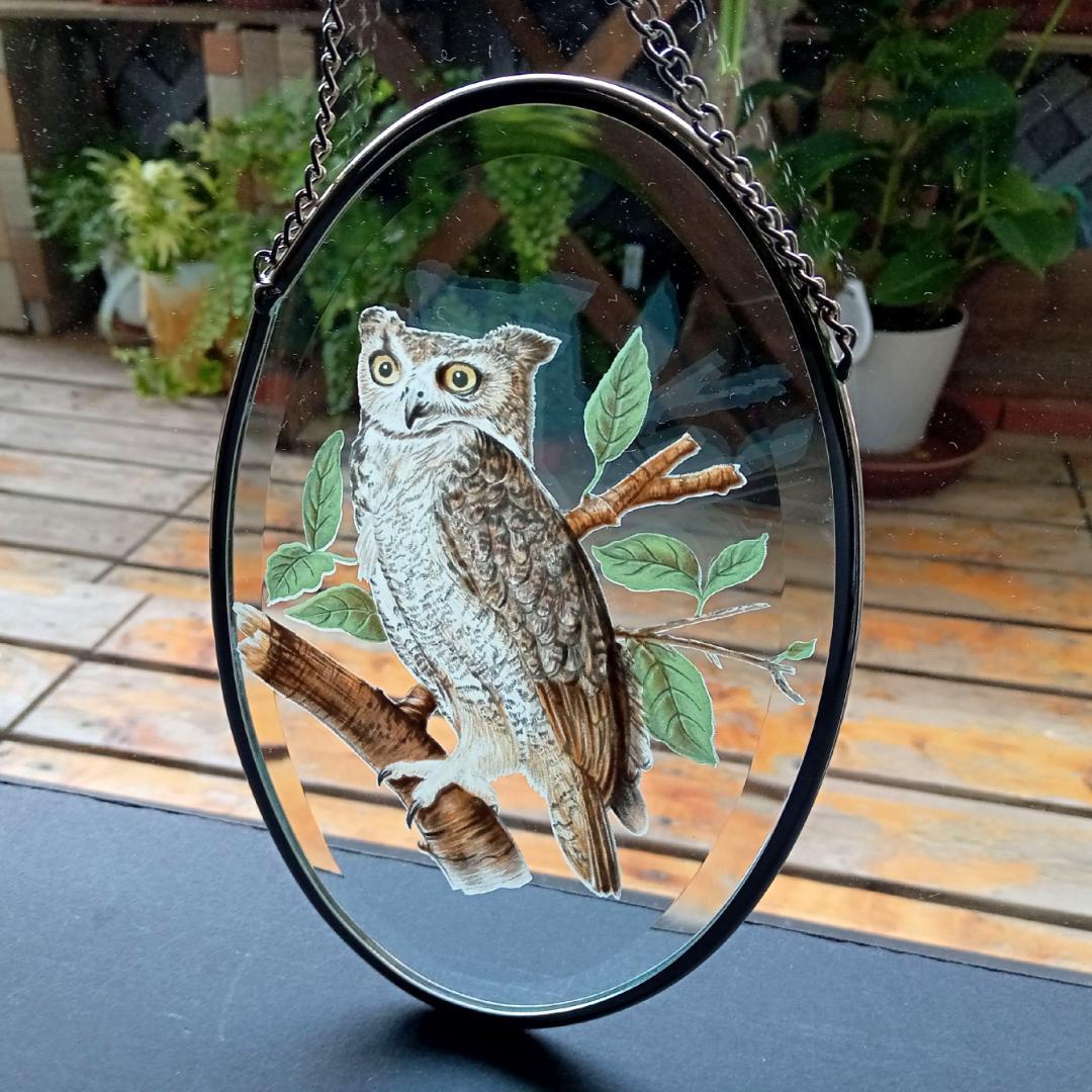 ライフォード社ステンドグラス ふくろうC梟フクロウ /グラスマスターズ トロント