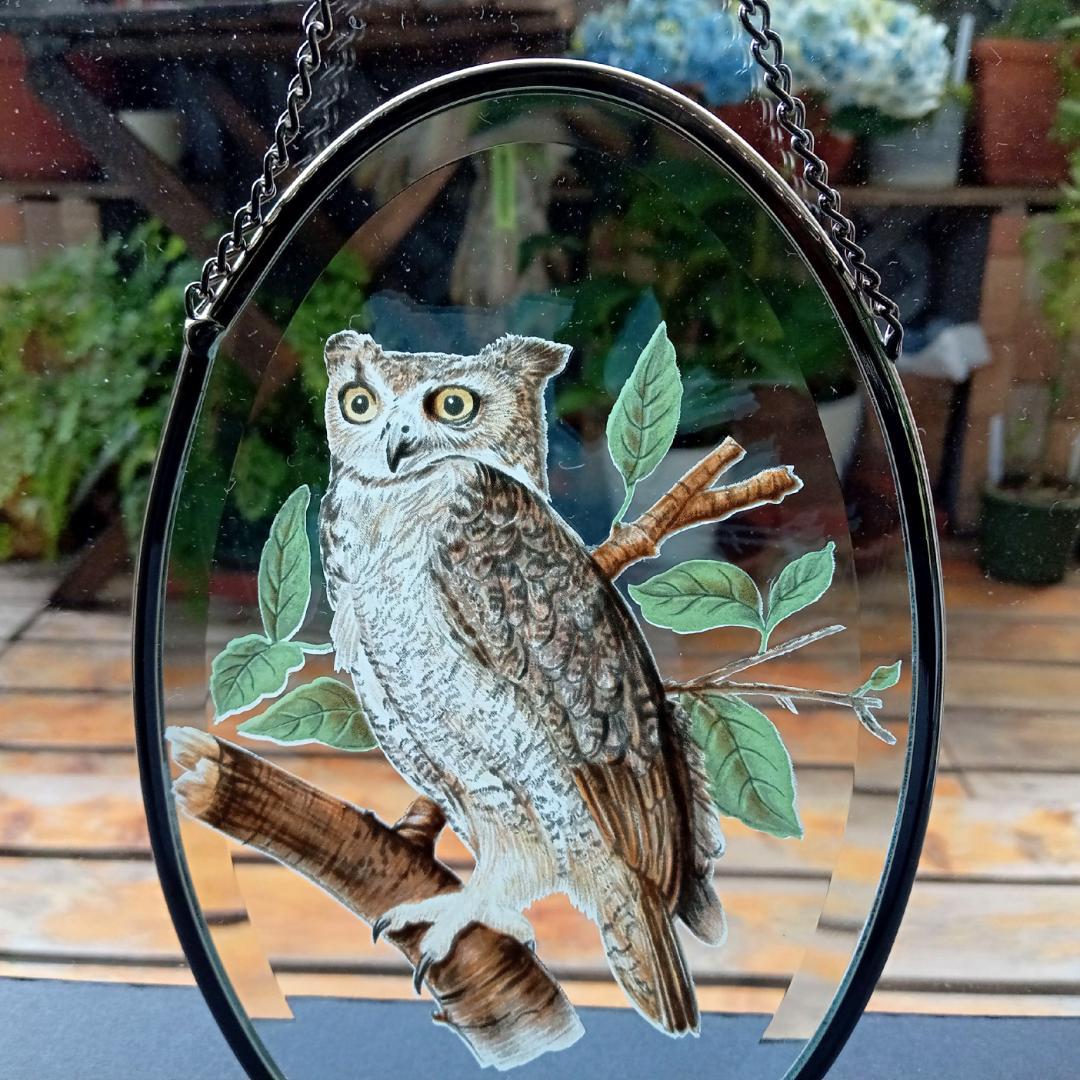 ライフォード社ステンドグラス ふくろうC梟フクロウ /グラスマスターズ トロント